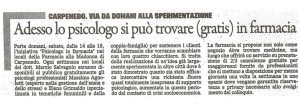 articolo gazzettino lo psicologo in farmacia 2013